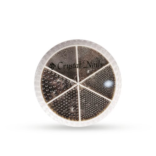 Crystal Nails Metál körömgyöngy készlet - félgyöngy - Dark Silver