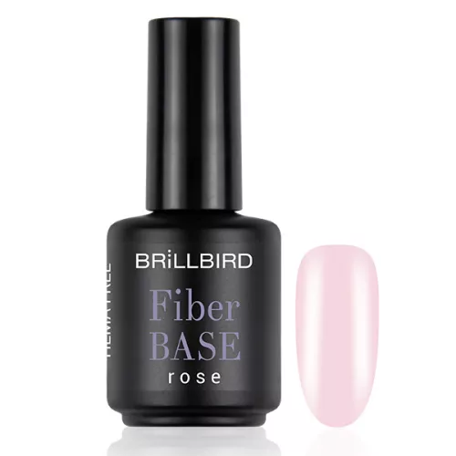Brillbird Fiber Base Gel rose – üvegszálas alapozózselé 15ml TF