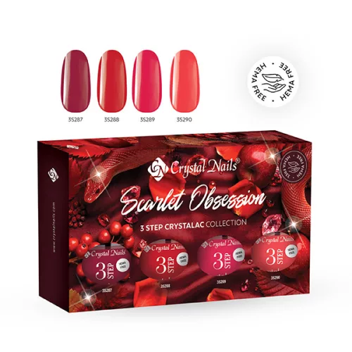 Crystal Nails 3STEP HEMA FREE KIT - Scarlet Obsession 2026 (4X4ml) TF
