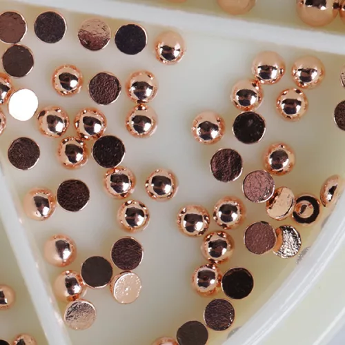 Crystal Nails Metál körömgyöngy utántöltő - félgyöngy - rosegold 3mm