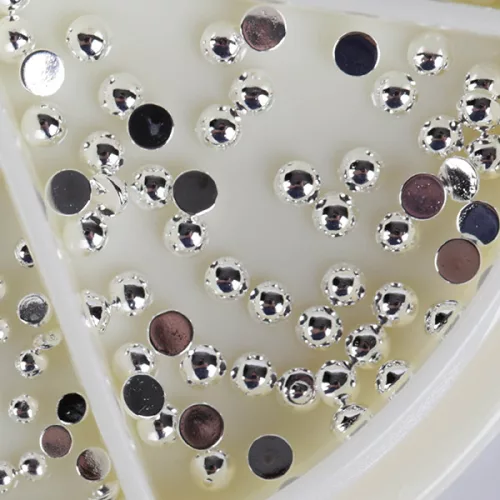 Crystal Nails Metál körömgyöngy utántöltő - félgyöngy - silver 3mm